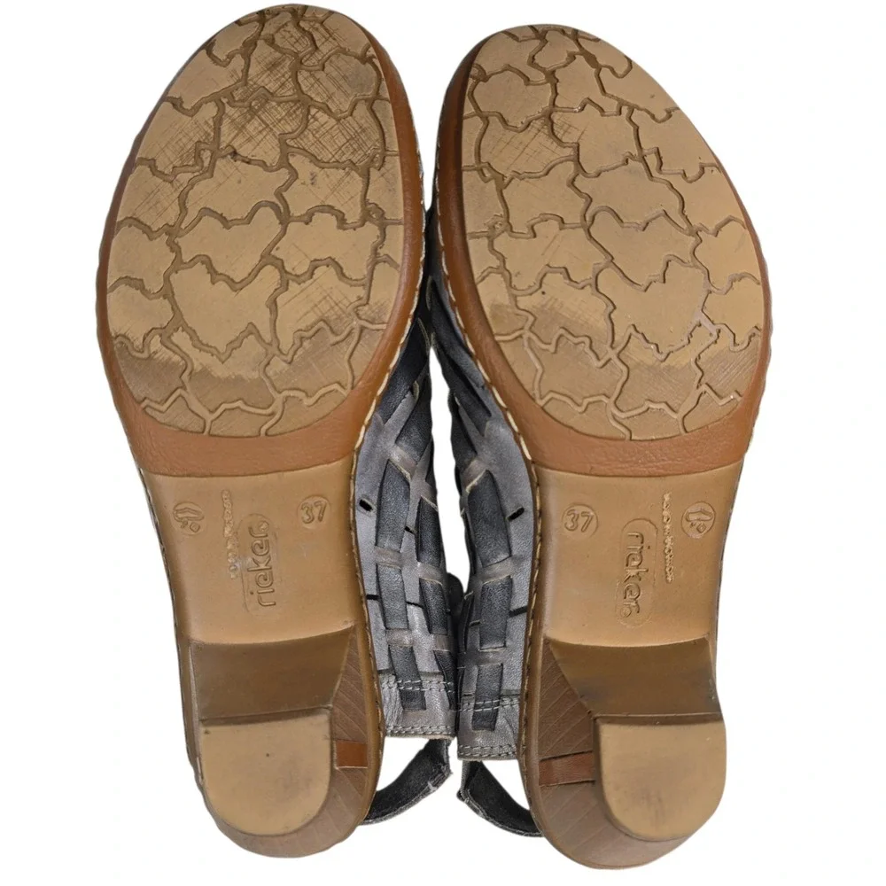 Rieker Antistress Woven Leather Slingback Sandals Women Size 37‎ Gray